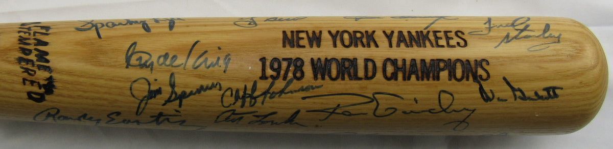 1978 World Series Champion Reggie Jackson Bucky Dent New York Yankees Reunion Baseball Bat JSA LOA ZZ85324