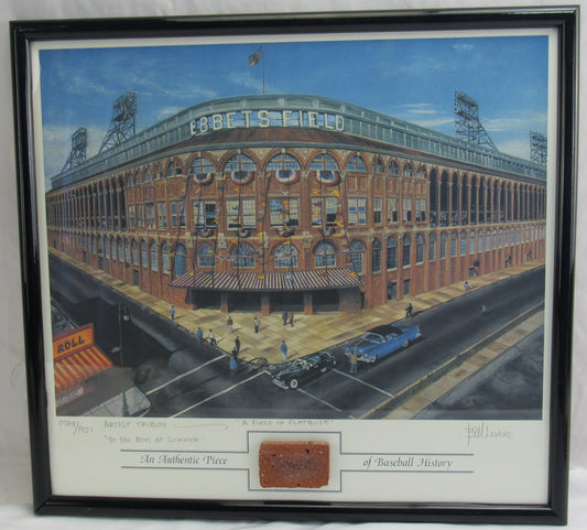 1955 Brooklyn Dodgers Ebbets Field Real Brick & Litho Collage L.E.
