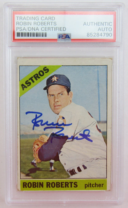 1966 Topps Robin Roberts Signed Auto Autograph Card PSA/DNA Encapsulated