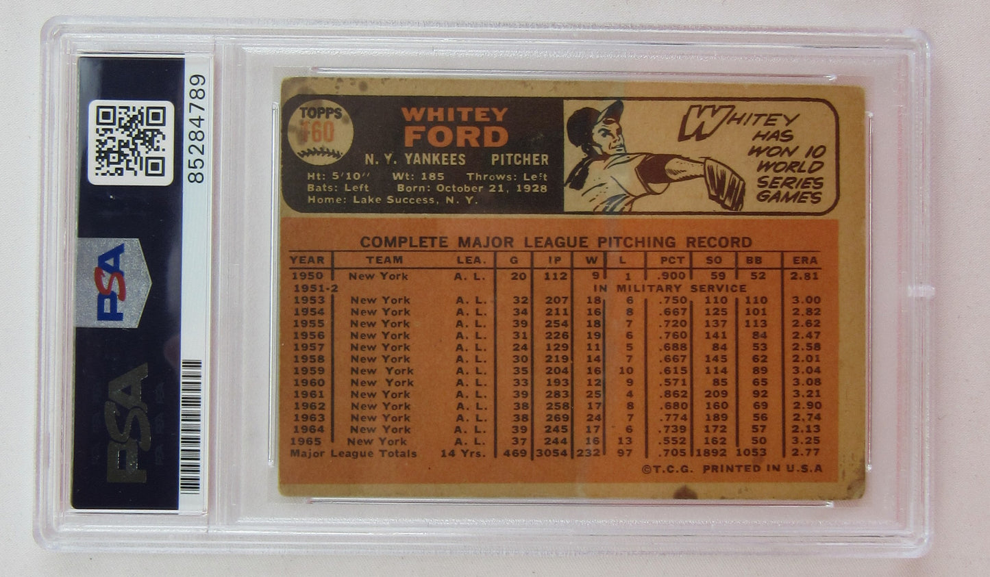 1966 Topps Whitey Ford Signed Auto Autograph Card PSA/DNA Encapsulated