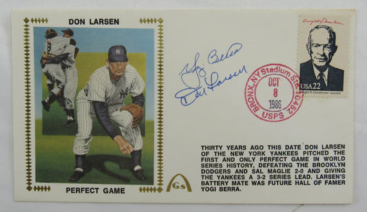 Yogi Berra Don Larsen Signed Auto Envelope JSA CM07355