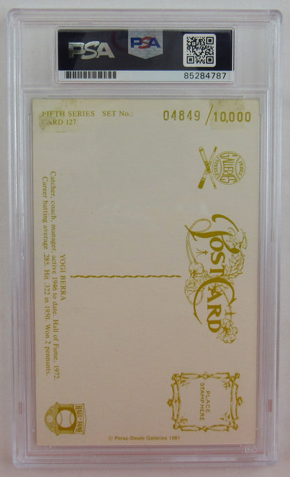 1981 Perez Yogi Berra Signed Auto Autograph Steele HOF Postcard #4849/10000 PSA/DNA Encapsulated