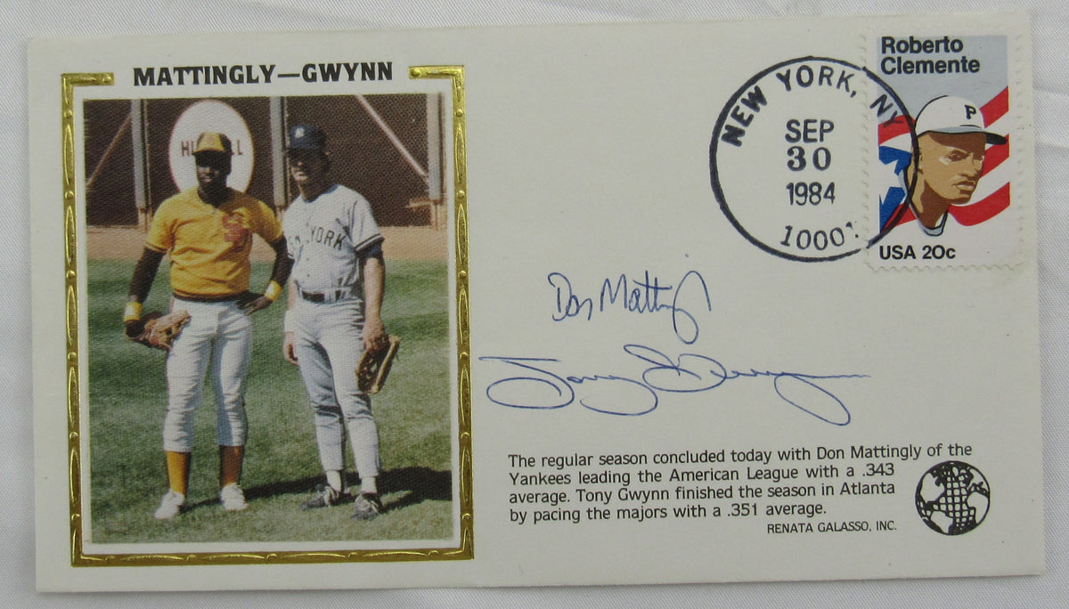 Don Mattingly Tony Gwynn Multi Signed Cachet Auto Envelope JSA CM07352