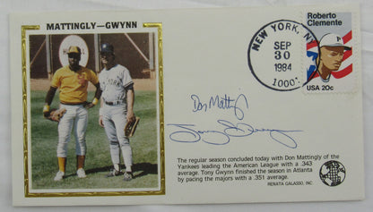 Don Mattingly Tony Gwynn Multi Signed Cachet Auto Envelope JSA CM07352
