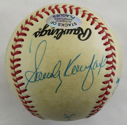 Pete Rose Ernie Banks Sandy Koufax +3 Signed Auto Rawlings Baseball JSA LOA ZZ75399