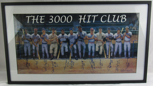 3000 Hit Club Signed Framed Poster JSA LOA X84115