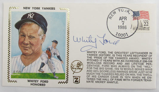 Whitey Ford Signed Auto Envelope II Zaso Cachet