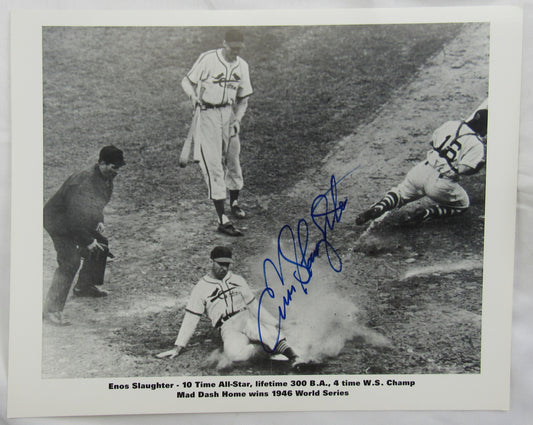 Enos Slaughter Signed 8x10 Photo