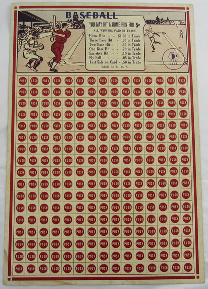 Vintage Punchboard Baseball Poster