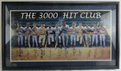 3000 Hit Club Signed Ron Lewis Framed Poster Hank Aaron Willie Mays JSA LOA X91406