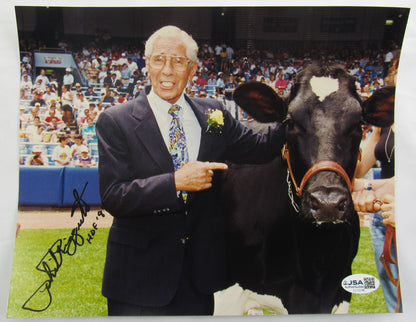 Phil Rizzuto Signed 8x10 Photo w/Cow JSA CL12108