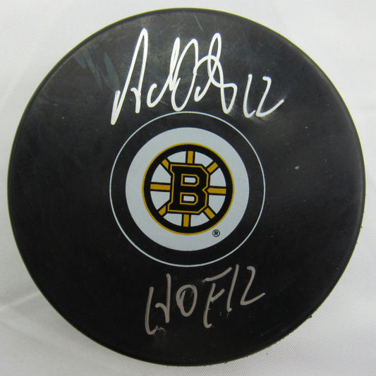 Adam Oates Signed Auto Autograph Bruins Logo Hockey Puck w/ Insc JSA WA725020