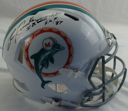 Larry Csonka Signed Auto Autograph Replica Dolphins Helmet w/ HOF & SB MVP Insc JSA COA