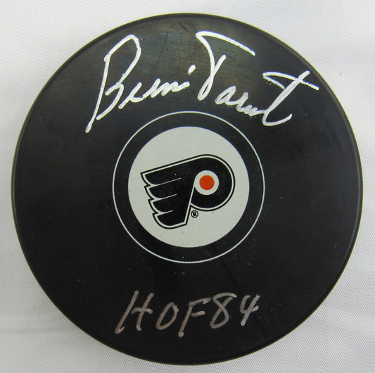 Bernie Parent Signed Auto Autograph Flyers Logo Hockey Puck w/ Insc JSA WP952074