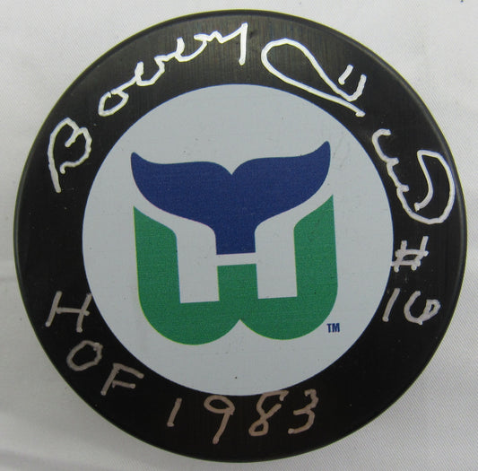 Bobby Hull Signed Auto Autograph Whalers Logo Hockey Puck w/ Insc Beckett Hologram U96290