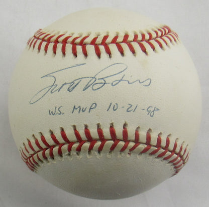 Scott Brosius Signed 1998 World Series Auto Rawlings Baseball JSA CN60100 w/Inscription