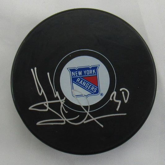 Henrik Lundqvist Signed Auto Autograph Rangers Logo Hockey Puck Fanatics Hologram