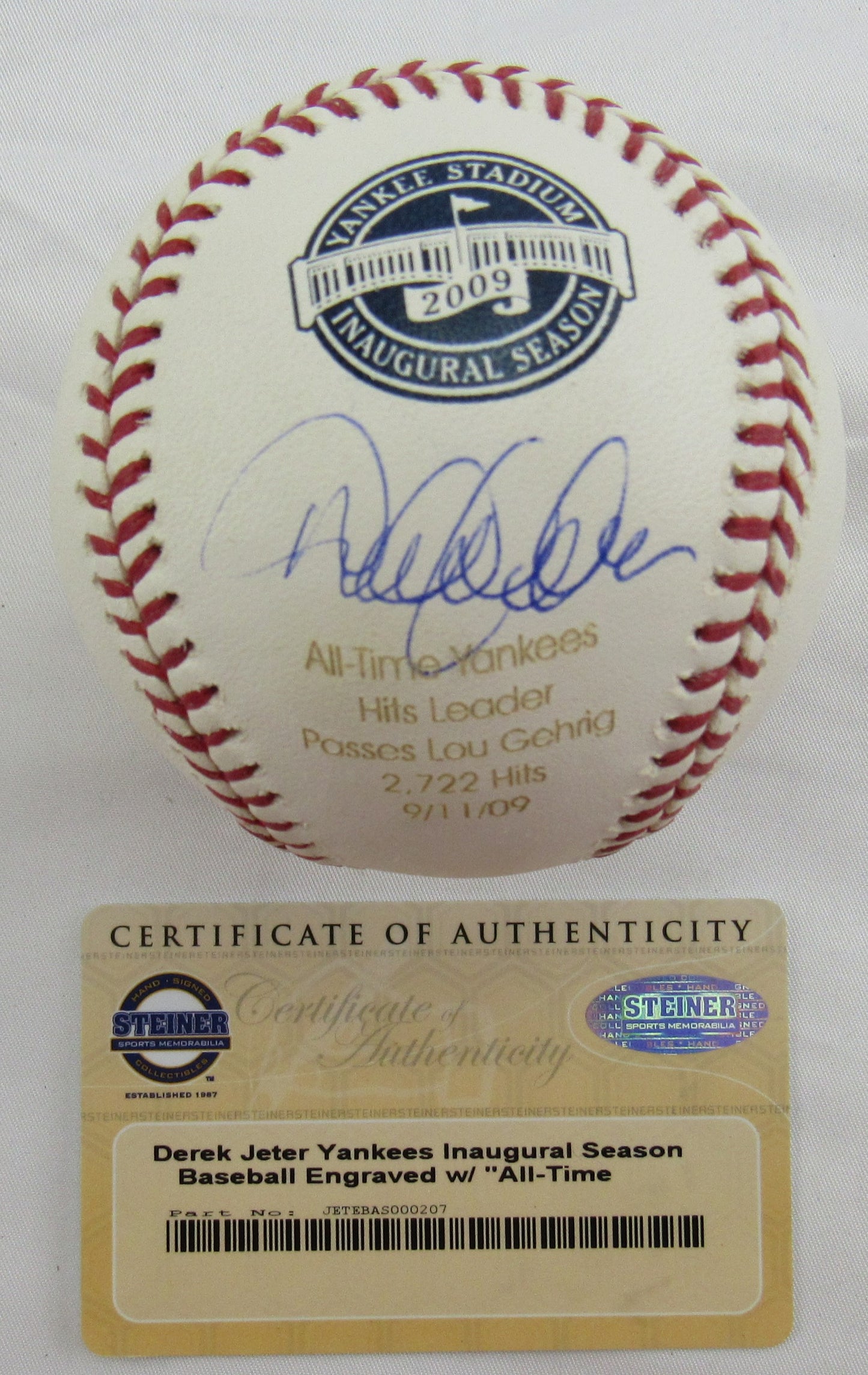 Derek Jeter Signed Auto Autograph Rawlings Yankees Inaugural Season Baseball Engraved w/ "All Time" Stats Steiner COA