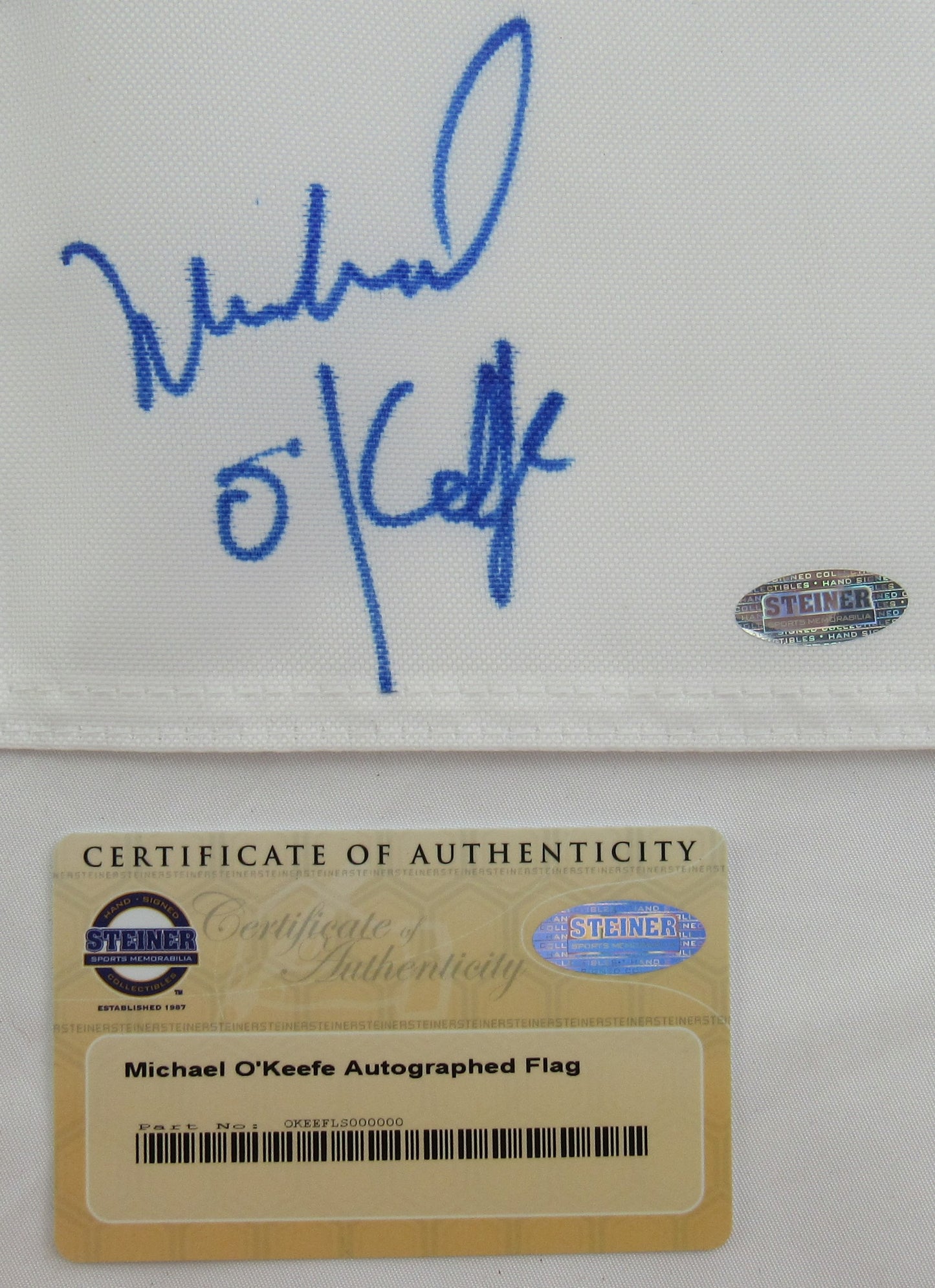 Michael OKeefe Signed Auto Autograph Mini Flag Steiner Sports COA