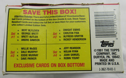 1991 Topps Baseball Wax Box 35/36 Packs