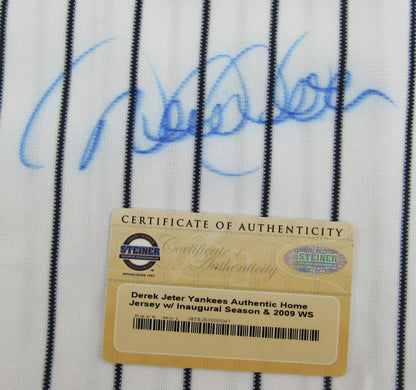 Derek Jeter Signed Auto Autograph 2009 World Series Yankees Jersey w/ Inaugural Season & WS Patches Steiner COA