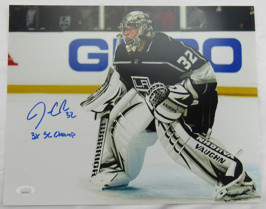 Jonathan Quick Signed Auto Autograph 16x20 Photo w/ 3x SC Champ Insc JSA COA WB541292