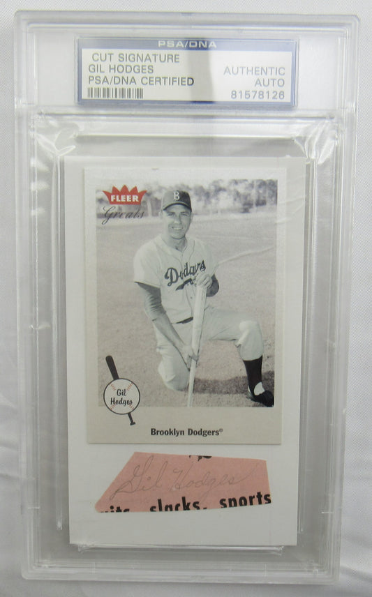 Gil Hodges Cut Signed Auto PSA/DNA Encapsulated III