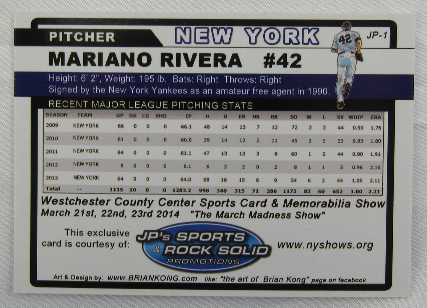 Mariano Rivera Enter Sandman Promotional Baseball Card JP's Sports/Rock Solid Promotions Inc.