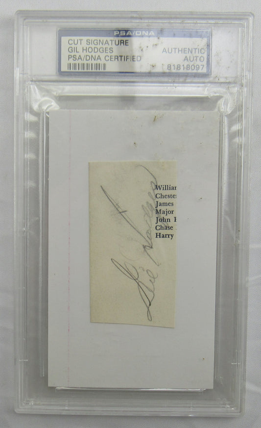 Gil Hodges Cut Signed Auto PSA/DNA Encapsulated XV
