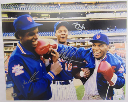 Mike Tyson Darryl Strawberry Dwight Gooden Signed Auto Autograph 16x20 Photo JSA COA