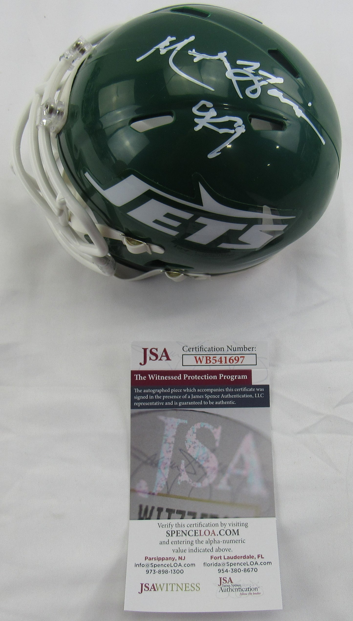 Mark Gastineau Signed Auto Autograph Jets Mini Helmet JSA WB541697