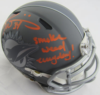 Ricky Williams Signed Slate Dolphins Mini Helmet w/ Smoke Weed Insc JSA COA