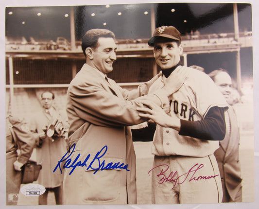 Bobby Thomson Ralph Branca Signed Auto 8x10 Photo JSA CF42589