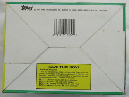 1987 Topps Baseball Wax Box - 36 ct
