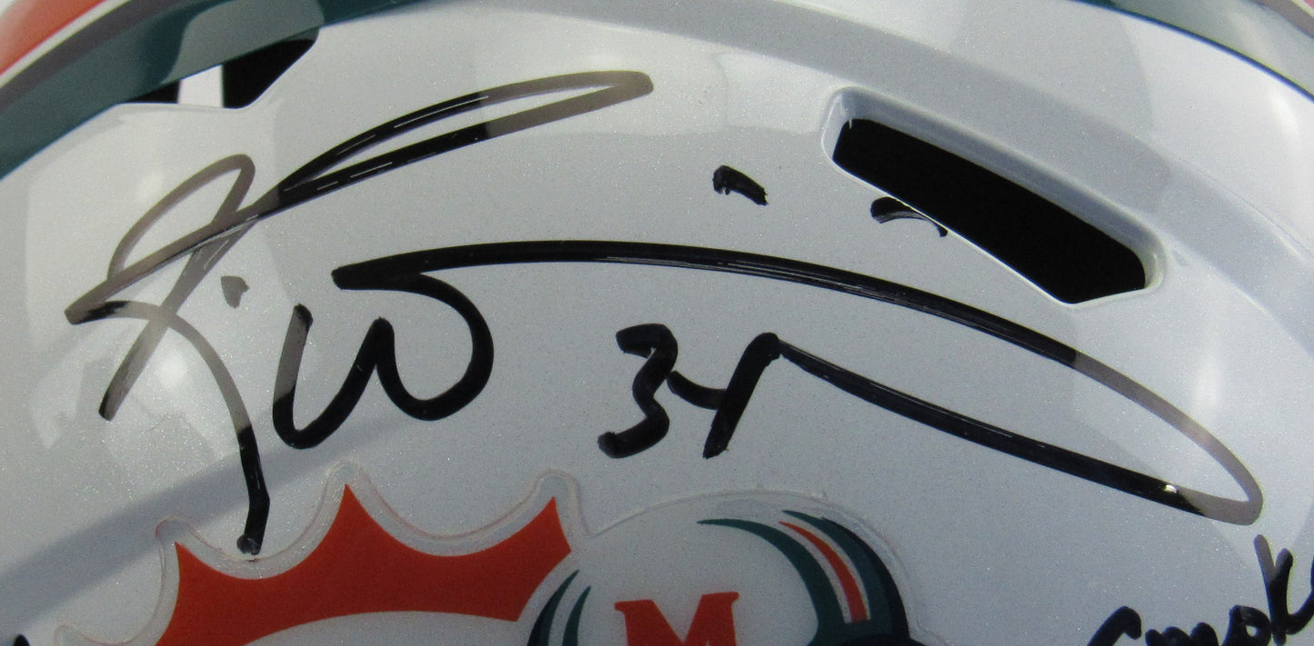 Ricky Williams Signed Auto Autograph Riddell Throwback Dolphins Helmet Replica w/ Smoke Insc JSA COA