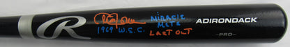 Cleon Jones Signed Auto Autograph Black Rawlings Baseball Bat w/ Multiple Insc JSA COA