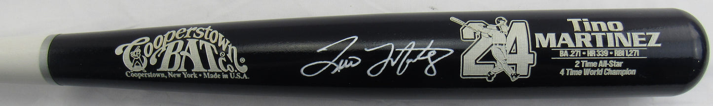 Tino Martinez Signed Auto Autograph Cooperstown Baseball Stat Bat JSA COA