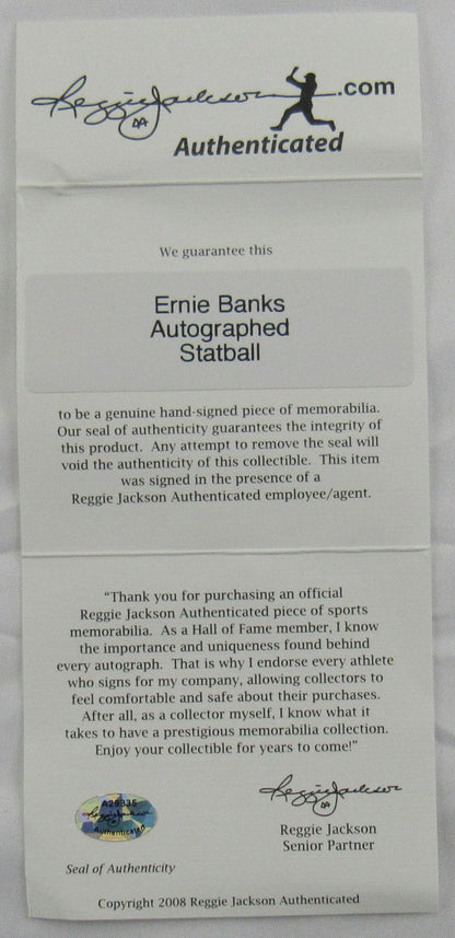 Ernie Banks Auto Autograph Rawlings Stats  Inscriptions Baseball Reggie Jackson Authentication