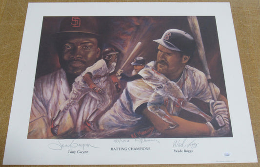 Tony Gwynn Wade Boggs Signed 16x20 Lithograph JSA CF42666