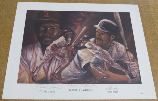 Tony Gwynn Wade Boggs Dual Signed 16x20 Lithograph JSA CF42667