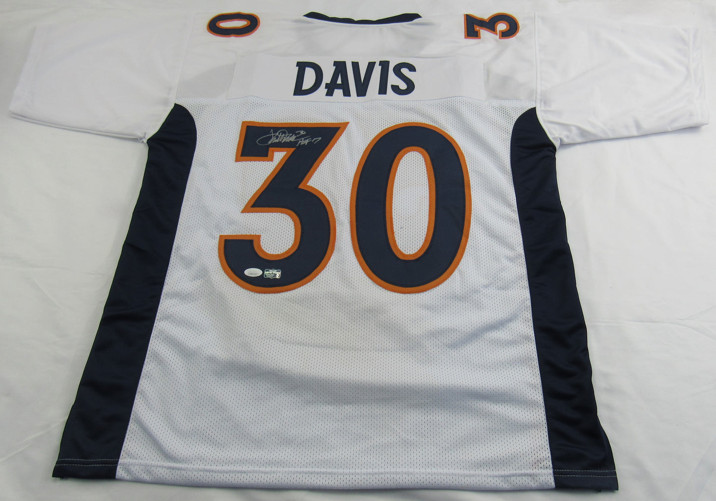 Terrell Davis Signed Auto Autograph Broncos White Jersey w/ HOF Inscription JSA COA