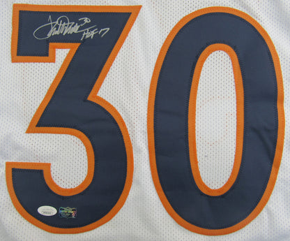 Terrell Davis Signed Auto Autograph Broncos White Jersey w/ HOF Inscription JSA COA