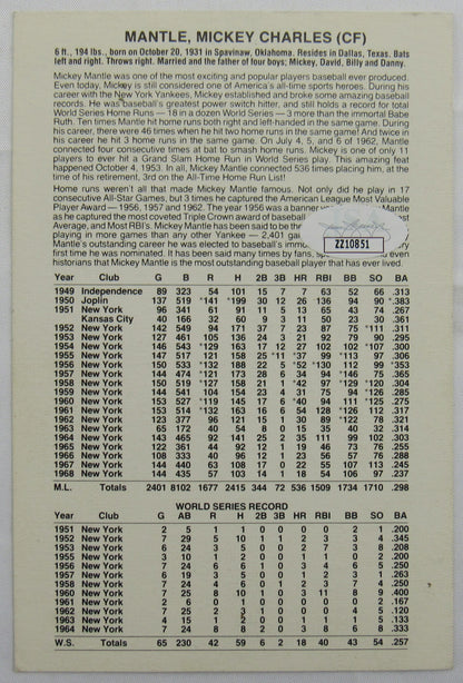 Mickey Mantle Signed Auto 4x6 Card JSA LOA ZZ10851