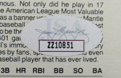 Mickey Mantle Signed Auto 4x6 Card JSA LOA ZZ10851