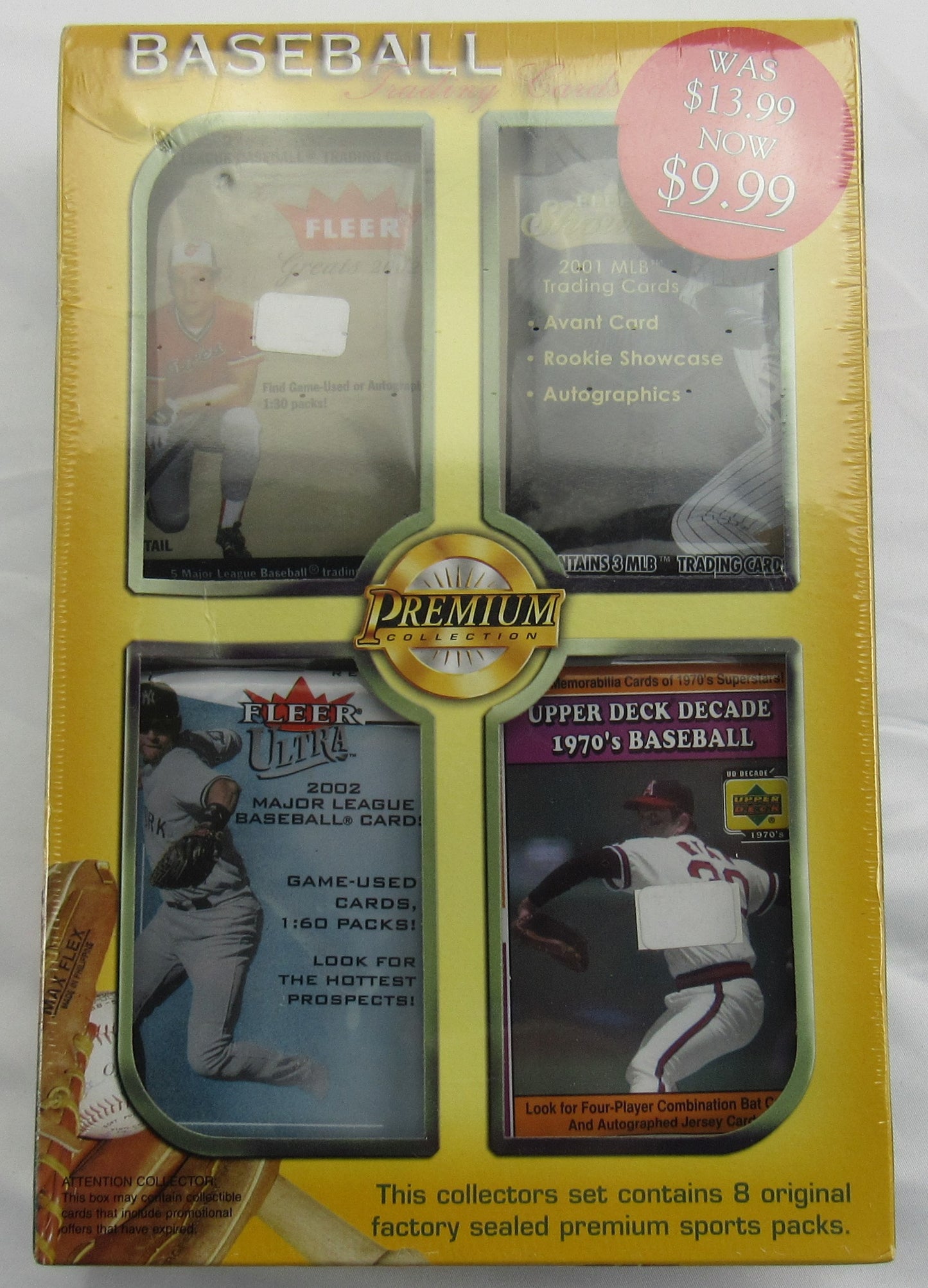 Premium Collection Baseball Card Box - 8 Factory Sealed Packs