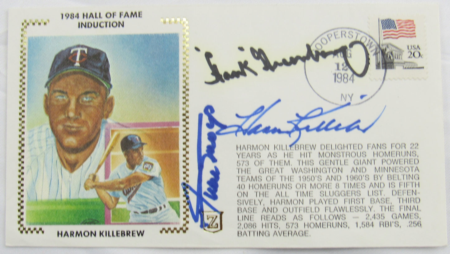 Willie Mays Hank Greenberg Harmon Killebrew Signed 4x9 Auto Autograph Envelope JSA AX04779