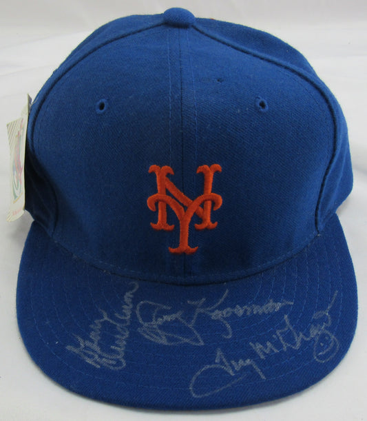 Donn Clendennon, Tug McGraw, Jerry Koosman Signed Auto Mets Hat JSA CL29219