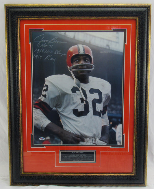 Jim Brown Signed Auto Autograph Framed 16x20 Photo PSA/DNA AD06573