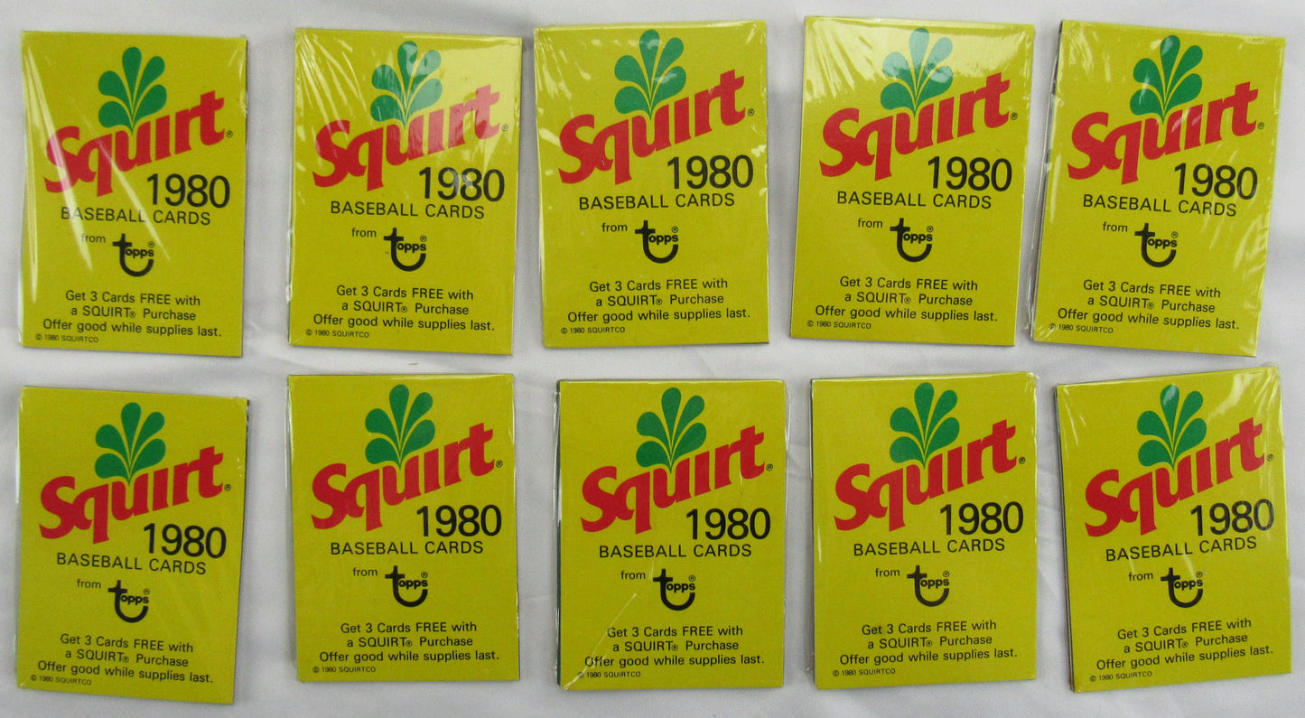 Squirt 1980 Baseball Card Lot - 10 Total Packs III