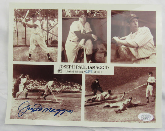 Joe DiMaggio Signed Auto 8x10 Photo JSA LOA ZZ55419